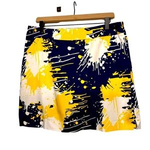 Loudmouth Paint splatter Skorts Navy, Yellow and white Sz 10